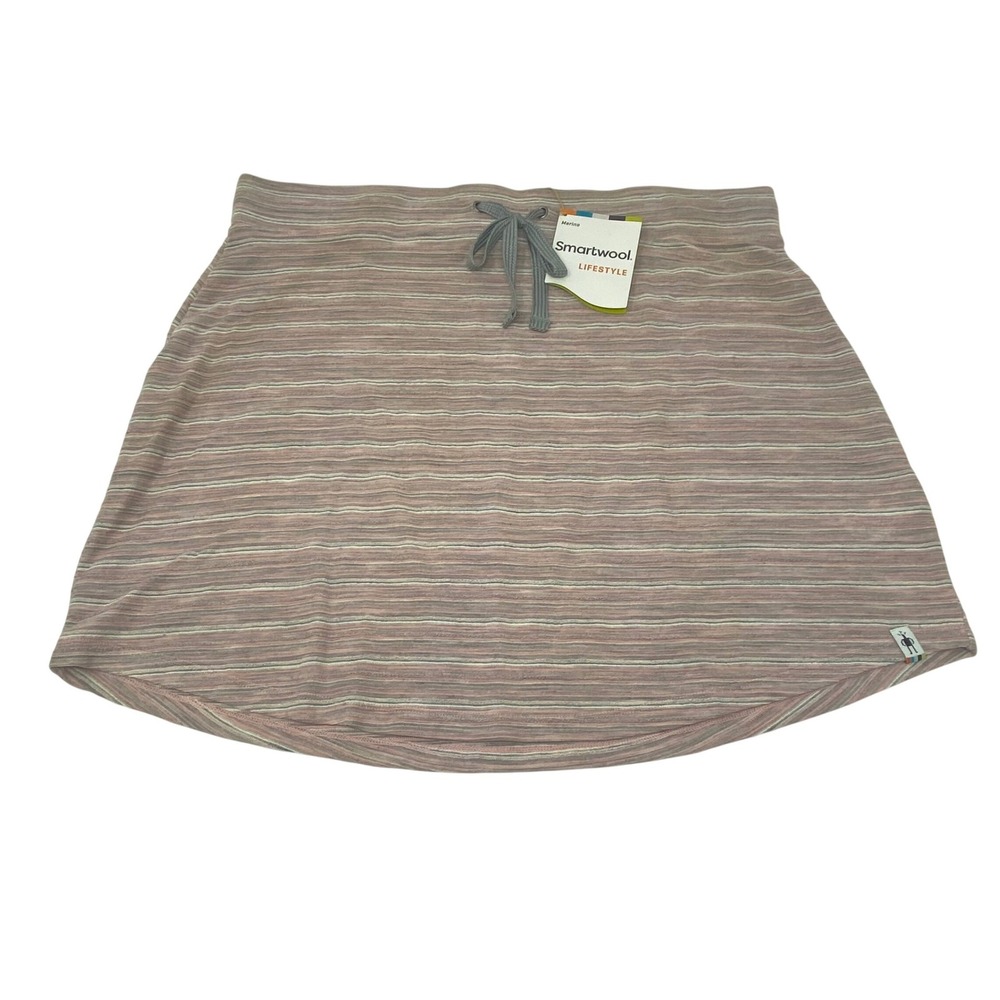 Smartwool Horizon Line Skirt Mineral Pink Striped Merino Wool XL New With Tag